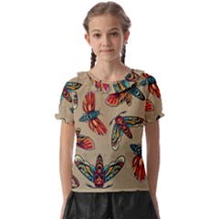 Tattoos Colorful Seamless Pattern Kids  Frill Chiffon Blouse by Amaryn4rt