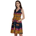 Pattern Ornaments Africa Safari Summer Graphic Sleeveless Dress With Pocket View2