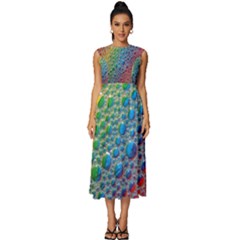 Bubbles Rainbow Colourful Colors Sleeveless Round Neck Midi Dress by Amaryn4rt