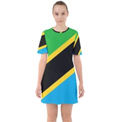 Flag Of Tanzania Sixties Short Sleeve Mini Dress by Amaryn4rt