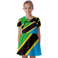 Flag Of Tanzania Kids  Short Sleeve Pinafore Style Dress by Amaryn4rt