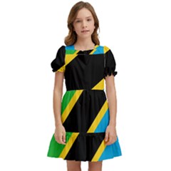 Flag Of Tanzania Kids  Puff Sleeved Dress by Amaryn4rt