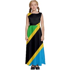 Flag Of Tanzania Kids  Satin Sleeveless Maxi Dress by Amaryn4rt