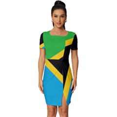 Flag Of Tanzania Fitted Knot Split End Bodycon Dress by Amaryn4rt