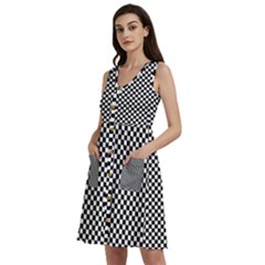 Black And White Checkerboard Background Board Checker Sleeveless Dress With Pocket by Amaryn4rt