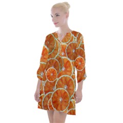 Oranges Background Texture Pattern Open Neck Shift Dress by Simbadda