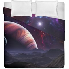 Clouds Fantasy Space Landscape Colorful Planet Duvet Cover Double Side (king Size) by Ravend