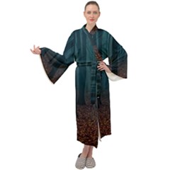 Dark Forest Nature Maxi Velvet Kimono by Ravend