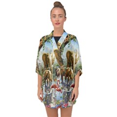 Beautiful Jungle Animals Half Sleeve Chiffon Kimono by Ravend