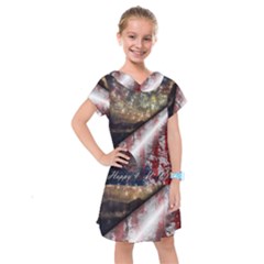 Independence Day Background Abstract Grunge American Flag Kids  Drop Waist Dress by Ravend