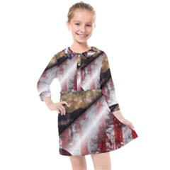 Independence Day Background Abstract Grunge American Flag Kids  Quarter Sleeve Shirt Dress by Ravend