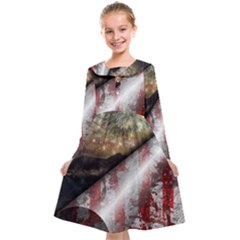 Independence Day Background Abstract Grunge American Flag Kids  Midi Sailor Dress by Ravend