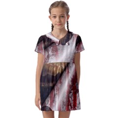 Independence Day Background Abstract Grunge American Flag Kids  Asymmetric Collar Dress by Ravend