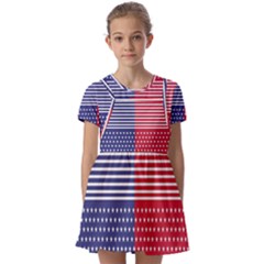 American Flag Patriot Red White Kids  Short Sleeve Pinafore Style Dress by Celenk