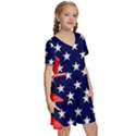 Patriotic american usa design red Kids  Short Sleeve Tiered Mini Dress View3