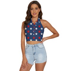 Patriotic Colors America Usa Red Backless Halter Cami Shirt by Celenk