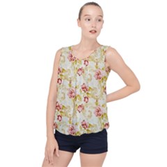 Background Pattern Flower Spring Bubble Hem Chiffon Tank Top by Celenk