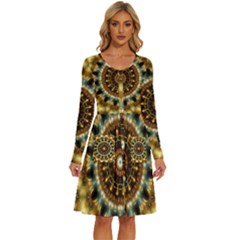 Pattern Abstract Background Art Long Sleeve Dress With Pocket by Celenk