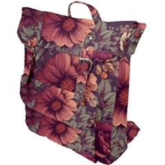 Flowers Pattern Buckle Up Backpack by Simbadda