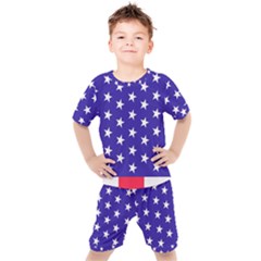 Usa Independence Day July Background Kids  Tee And Shorts Set by Vaneshop