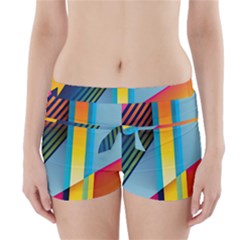 Colorful Rainbow Stripe Pattern Boyleg Bikini Wrap Bottoms by Vaneshop