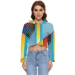 Colorful Rainbow Stripe Pattern Women s Lightweight Cropped Hoodie by Vaneshop