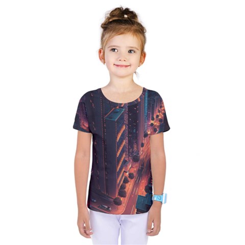 Abstract Landscape Landmark Town City Cityscape Kids  One Piece Tee by Vaneshop