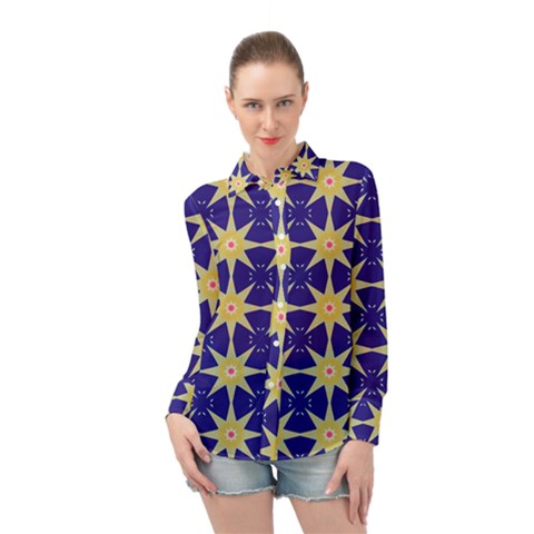 Seamless Pattern Background Long Sleeve Chiffon Shirt by Vaneshop