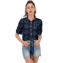 Floral Pattern Geometric Pattern Tie Front Shirt  by Vaneshop