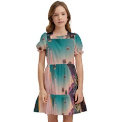 Crystal Ball Glass Sphere Lens Ball Kids  Puff Sleeved Dress by Vaneshop