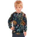 Floral Flower Blossom Turquoise Kids  Hooded Pullover View1