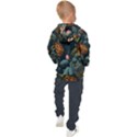 Floral Flower Blossom Turquoise Kids  Hooded Pullover View2