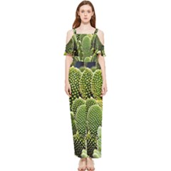 Cactus Flora Flower Nature Floral Draped Sleeveless Chiffon Jumpsuit by Vaneshop