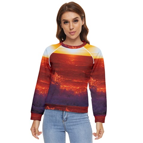 Sea Beach Sunset Sunrise Twilight Women s Long Sleeve Raglan Tee by Vaneshop
