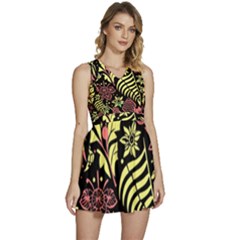 Flower Leaves Floral Flora Nature Sleeveless High Waist Mini Dress by Vaneshop