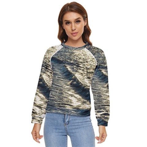 Wave Water Surface Sea Ocean Liquid Women s Long Sleeve Raglan Tee by Vaneshop