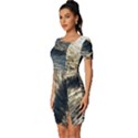 Wave Water Surface Sea Ocean Liquid Fitted Knot Split End Bodycon Dress View2