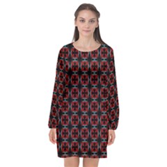 Pattern Design Artistic Decor Long Sleeve Chiffon Shift Dress  by Celenk