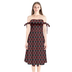 Pattern Design Artistic Decor Shoulder Tie Bardot Midi Dress by Celenk