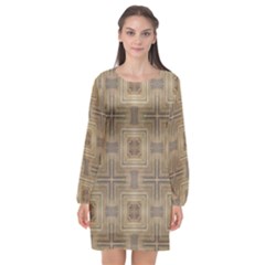 Abstract Wood Design Floor Texture Long Sleeve Chiffon Shift Dress  by Celenk