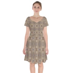 Abstract Wood Design Floor Texture Short Sleeve Bardot Dress by Celenk