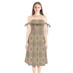 Abstract Wood Design Floor Texture Shoulder Tie Bardot Midi Dress by Celenk