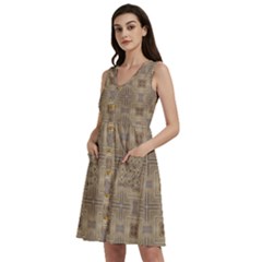 Abstract Wood Design Floor Texture Sleeveless Dress With Pocket by Celenk