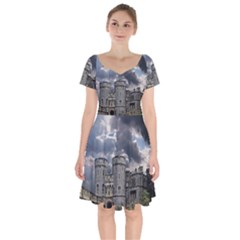 Castle Building Architecture Short Sleeve Bardot Dress by Celenk