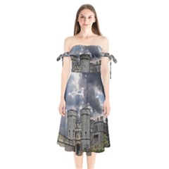 Castle Building Architecture Shoulder Tie Bardot Midi Dress by Celenk