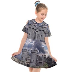 Castle Building Architecture Kids  Short Sleeve Shirt Dress by Celenk