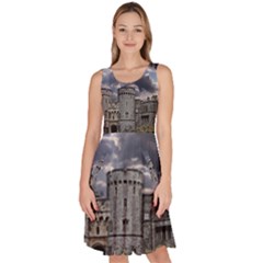 Castle Building Architecture Knee Length Skater Dress With Pockets by Celenk