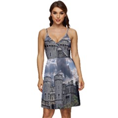 Castle Building Architecture V-neck Pocket Summer Dress  by Celenk