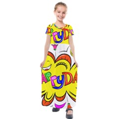 Abstract Wood Design Floor Texture Kids  Short Sleeve Maxi Dress by Celenk