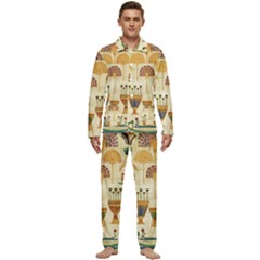 Egyptian Paper Papyrus Hieroglyphs Men s Long Sleeve Velvet Pocket Pajamas Set by Vaneshop